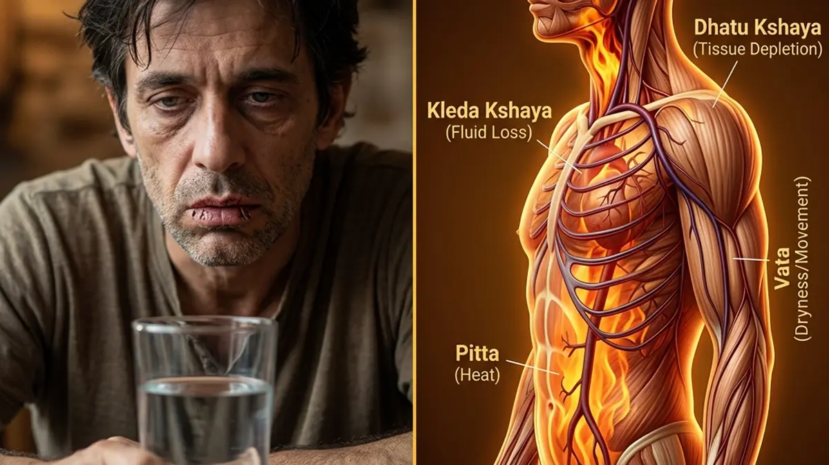 The Dry Fasting Trend: An Ayurvedic Critique of Dehydration Risks, Vata-Pitta Vitiation, and Tissue Wasting (Dhatu Kshaya)