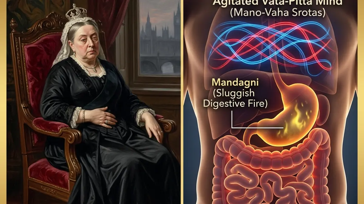 Queen Victoria's Dyspepsia and Insomnia: Mending Sluggish Digestive Fire (Mandagni) and Soothing Vata-Pitta Mind Disturbances with Traditional Deepana-Pachana and Medhya Herbs